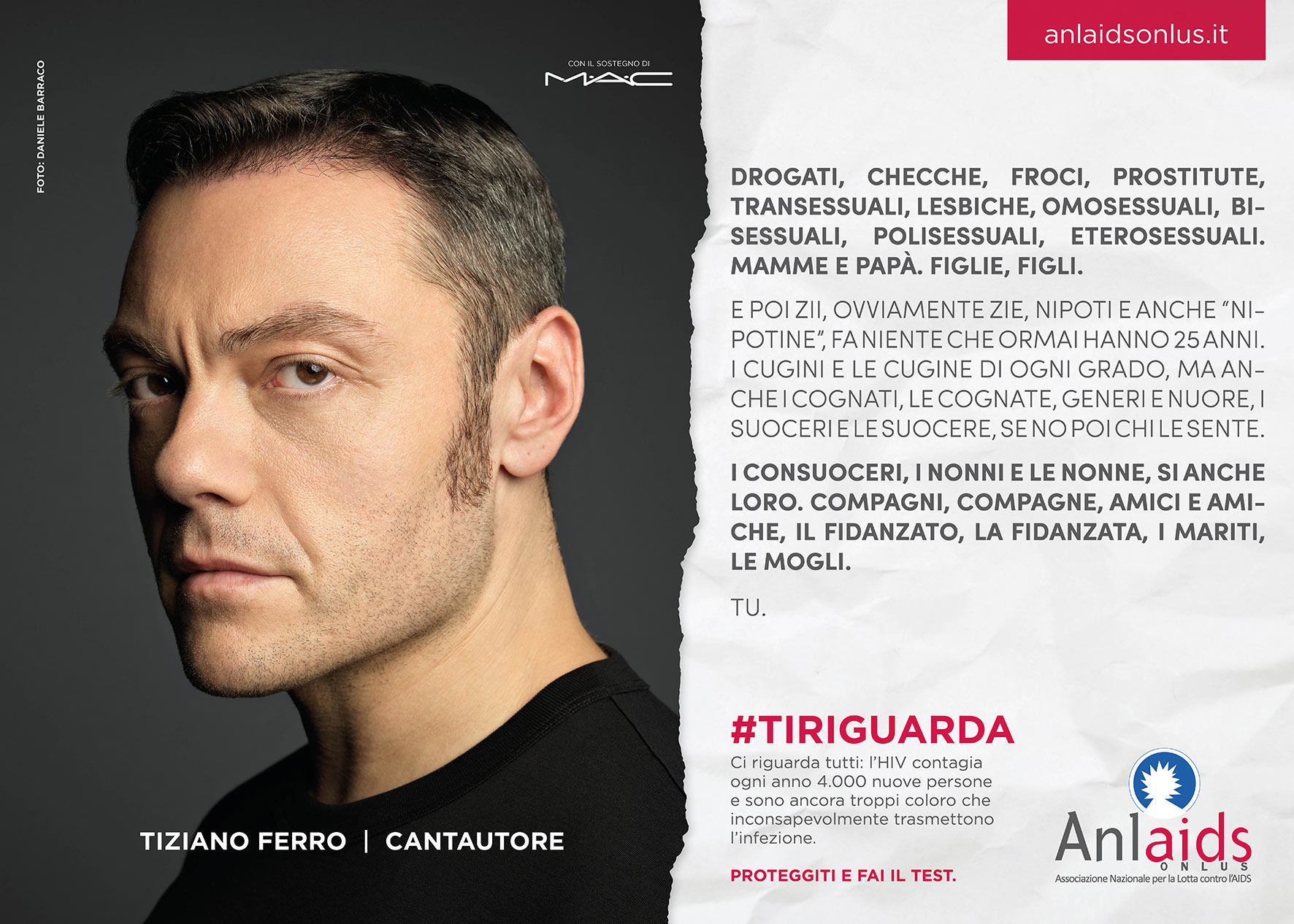 ANLAIDS campaign - Tiziano Ferro